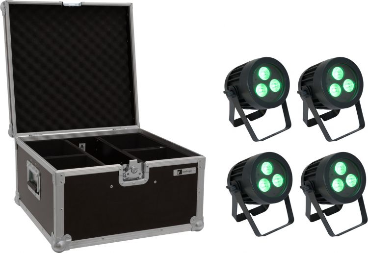 EUROLITE Set 4x LED IP PAR 3x8W QCL Spot + Case