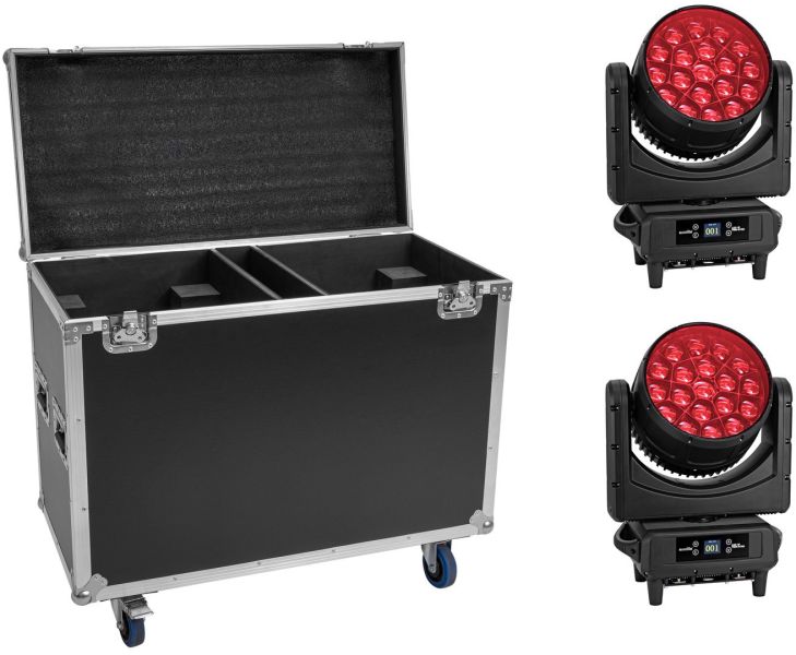 EUROLITE Set 2x LED IP TMH-H760 + Case mit Rollen