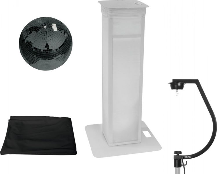 EUROLITE Set Spiegelkugel 30cm schwarz mit Stage Stand variabel + Cover sc