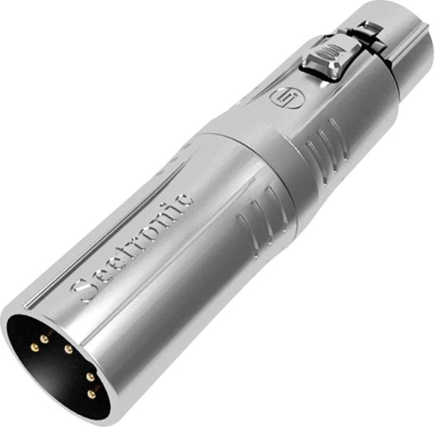 Seetronic XLR 5P male to XLR 3P female Goldkontakte - silberfarbenes Gehäuse