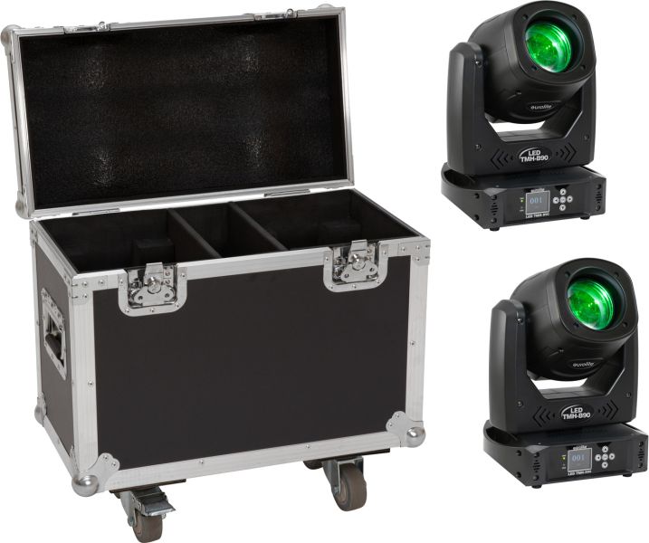 EUROLITE Set 2x LED TMH-B90 + Case mit Rollen